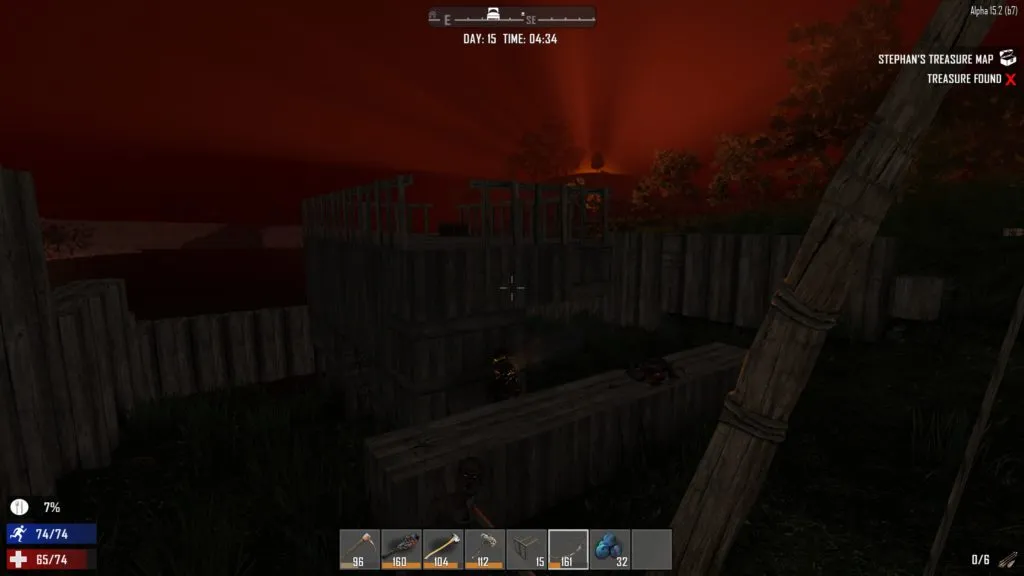 The interior of this base got mauled by zombies while I stood safely on the roof.