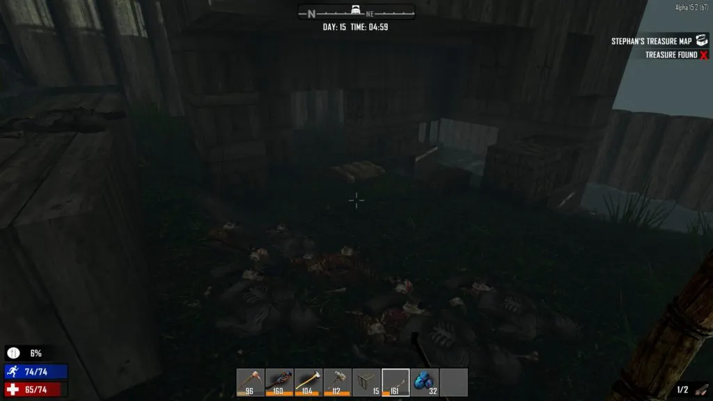There used to be walls surrounding that sleeping bag, and two chests.