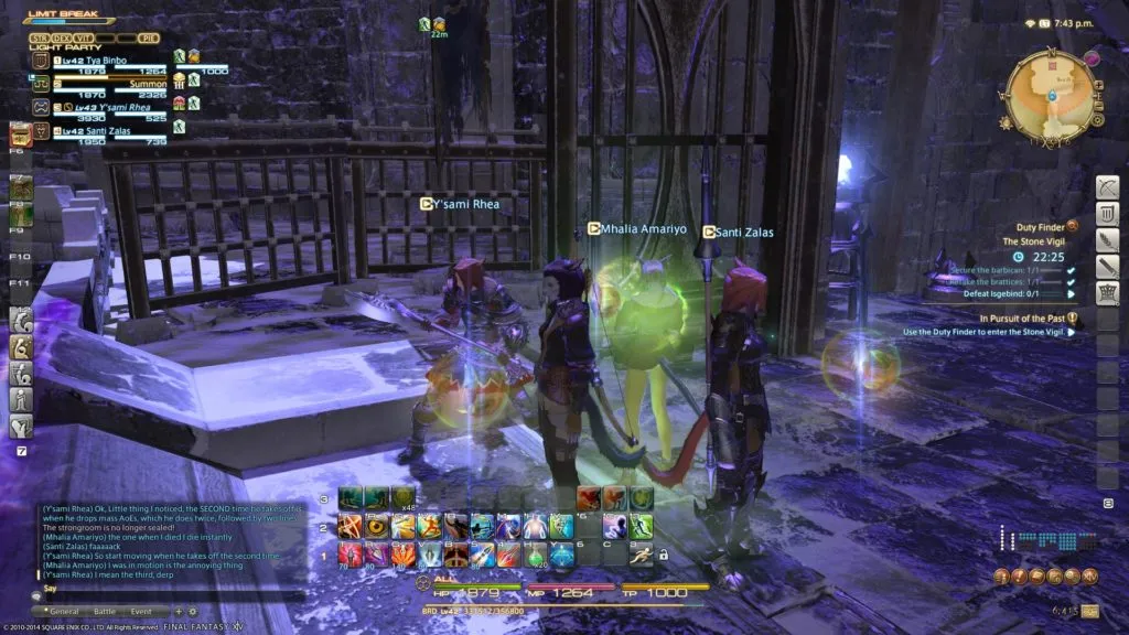 Working out strategy in my first run of Stone Vigil which happened to also be my first all-Miqo&rsquo;te group.