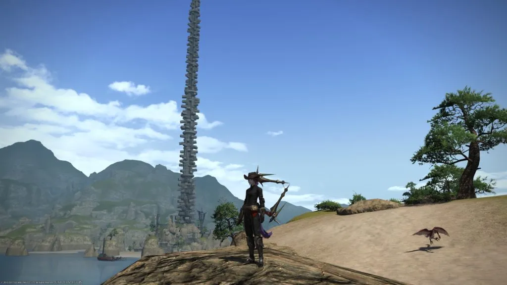 There is a very tall stack of rocks in The Ruby Sea.