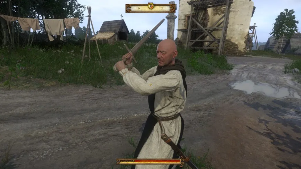 A hilariously anachronistic priest in a supposedly historical game.