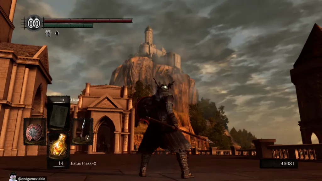 This area of Anor Londo looked particularly nice to me in the Remastered edition. And as I&rsquo;m looking at this screenshot, it&rsquo;s the first time I&rsquo;ve realized that&rsquo;s the Duke&rsquo;s Archives up there on the hill. Three years later, I&rsquo;m still discovering new things.