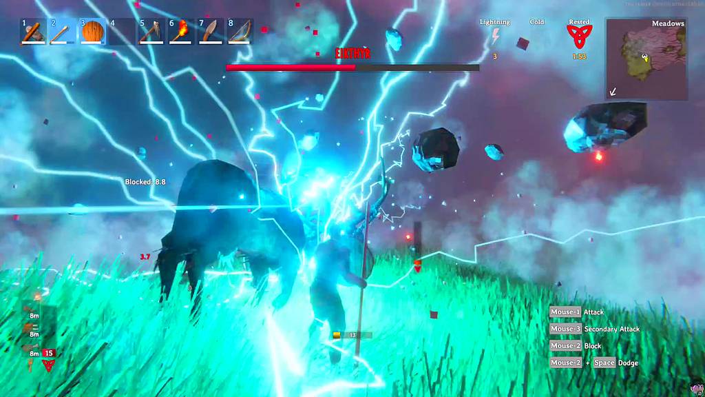 Electrical attack from Valheim boss Eikthyr