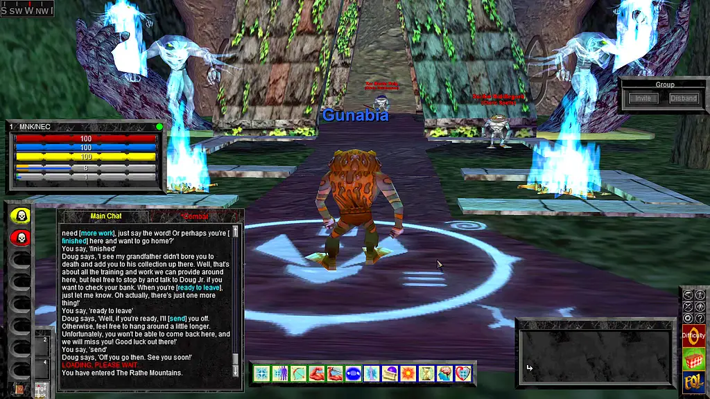 Froglok Monk/Necromancer character arrives in Gukta in EverQuest Legends.